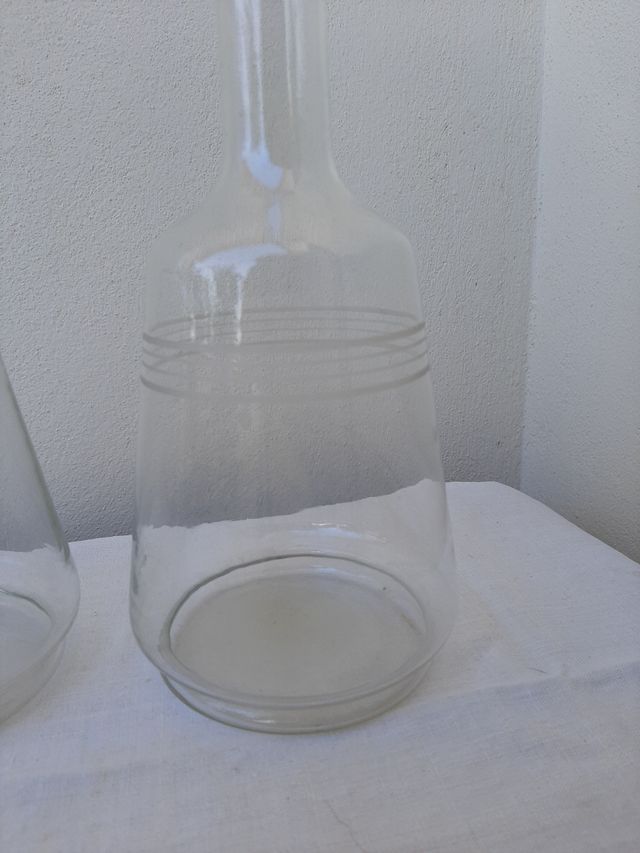 Coppia bottiglie Vetro Vintage Decorati