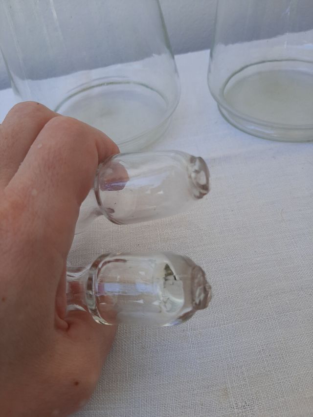 Coppia bottiglie Vetro Vintage Decorati