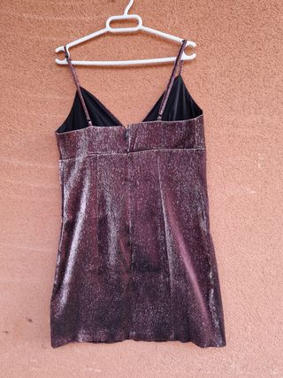 Vestido mini de fiesta morado metalizado