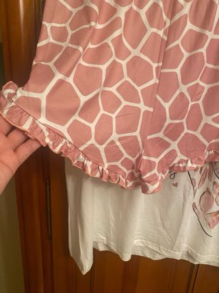 Pijama Verano Jirafa Blanco y Rosa