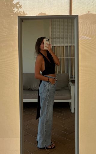 Top halter negro crop