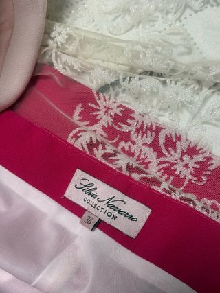 Vestido Silvia Navarro Rosa y Blanco