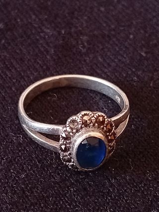 Anillo Plata 925 con piedra azul 