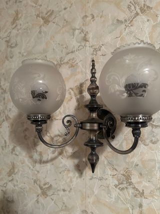 Juego 2 Lámparas Antiguas Plata Cristal