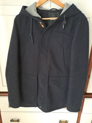 Trenca azul hombre con capucha