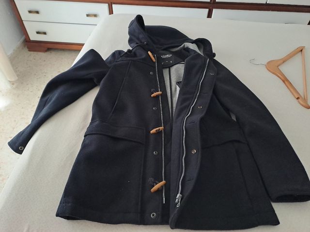 Trenca azul hombre con capucha