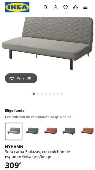 Sofá Cama IKEA NYHAMN Gris/Beige