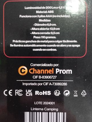 Linterna camping
