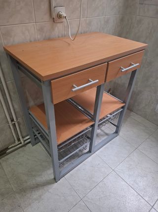 Mesa auxiliar cocina/jardín madera y metal