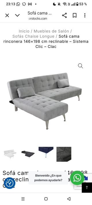 Sofá Cama Chaise Longue Gris Reclinable