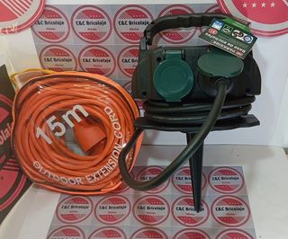 Alargador 15 metros y regleta parkside