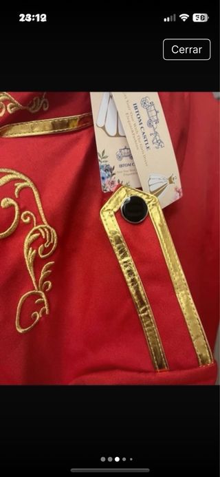 Chaqueta de fiesta dorada y roja