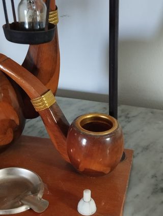 Candeeiro e Cinzeiro Vintage em Madeira