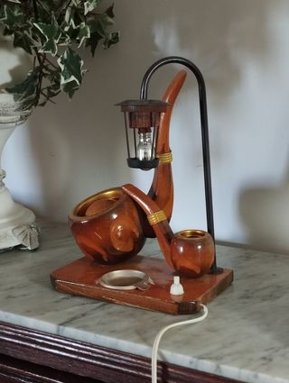 Candeeiro e Cinzeiro Vintage em Madeira