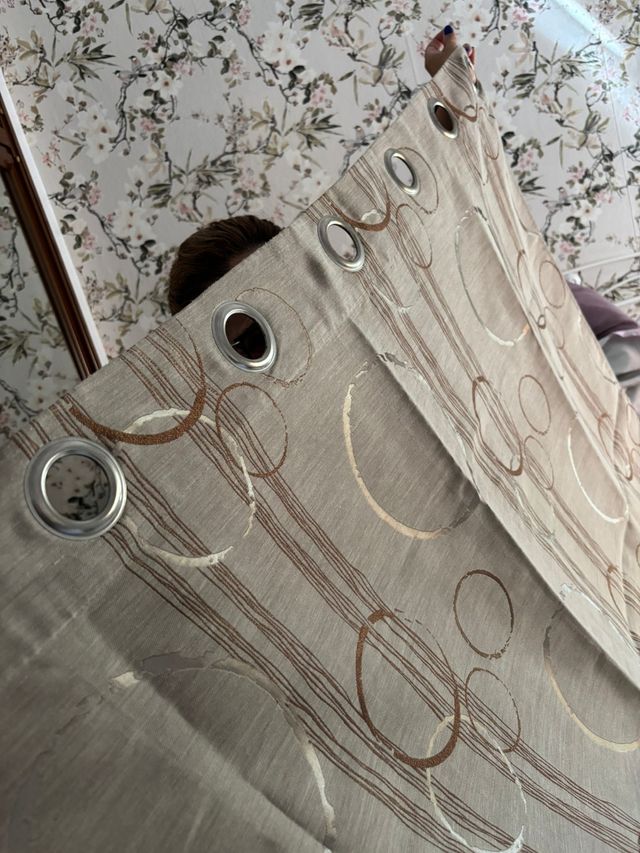 2 Patas de Cortinas Beige y Marrón