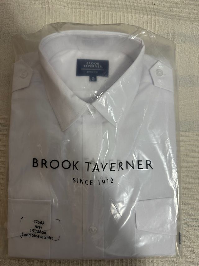 Camisa piloto Brook Taverner blanca talla M