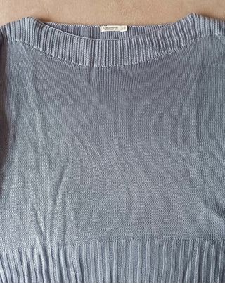 Jersey fino cuello barco azul talla xs amplia