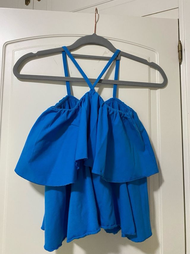 Blusa Zara Kids azul con volantes