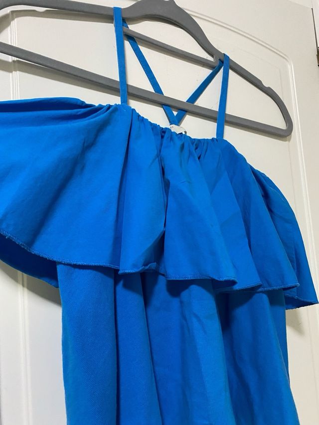 Blusa Zara Kids azul con volantes