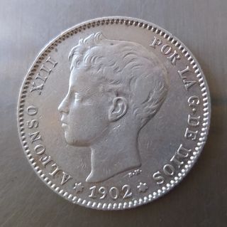 Escasa moneda plata 1 Peseta de 1902