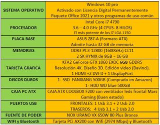 Ordenador Gaming Intel i7 4790 GTX 1060 6GB GDDR5