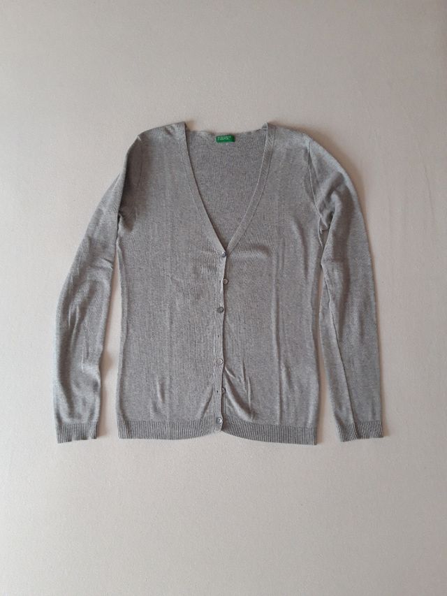 Cardigan Benetton Grigio Cotone