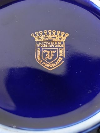 Cenicero Limoges Azul y Oro Años 80