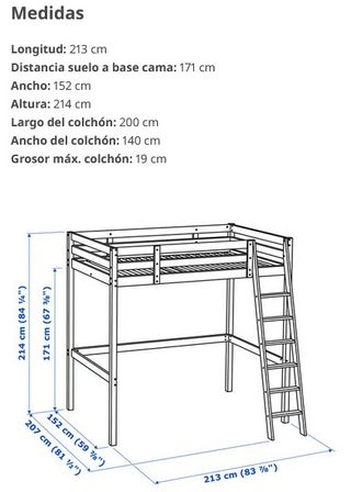 Litera alta blanca de madera Ikea