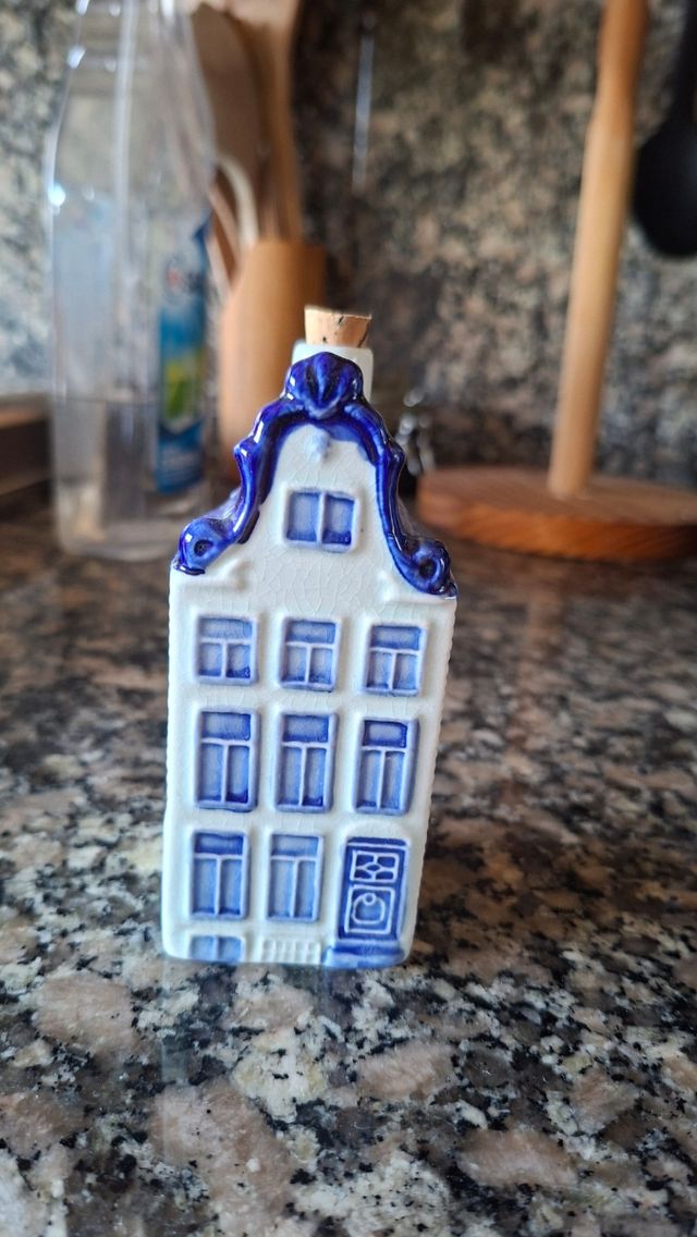 Collezionisti di figure di case in ceramica blu e bianca