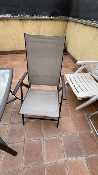 Mesa y 4 Sillas Jardín Cristal y Metal
