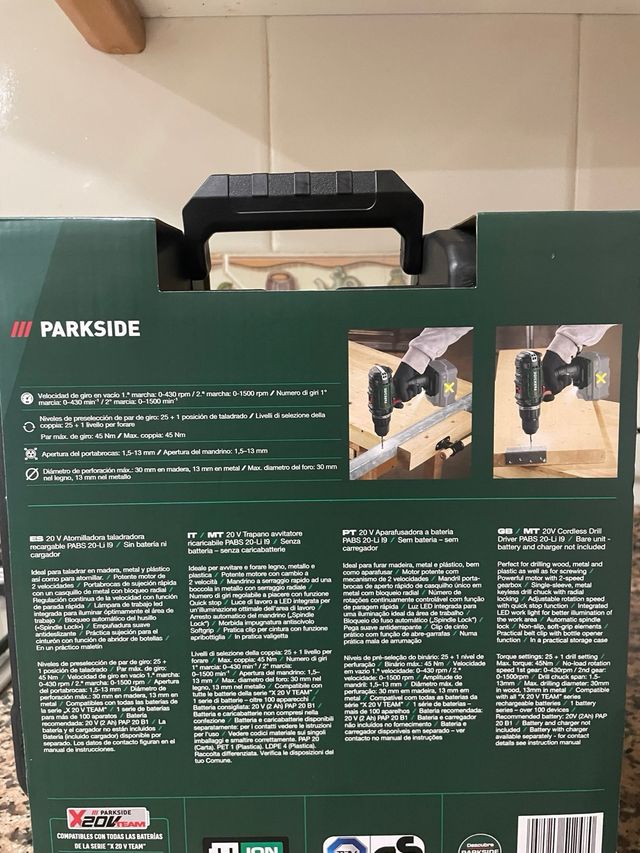 Taladro Atornillador Parkside 20V