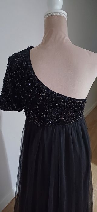 Vestido de fiesta lentejuelas negro y dorado