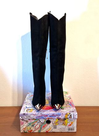 Stivali in pelle,tacco,nero, Jeffrey Campbell,N.40