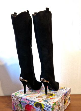 Stivali in pelle,tacco,nero, Jeffrey Campbell,N.40