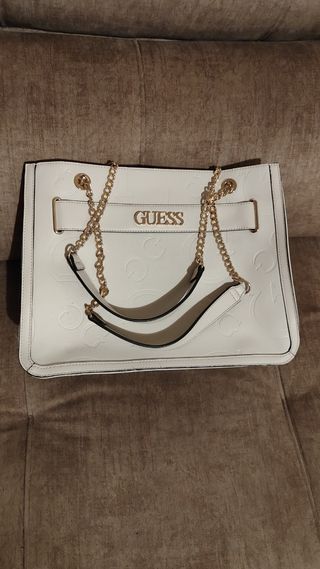 Bolso Guess Blanco y Dorado
