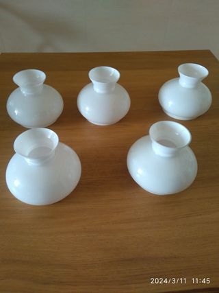 5 tulipas de cristal blanco mate