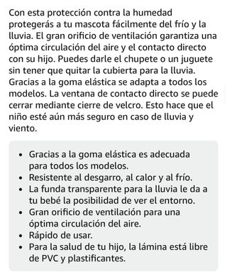 Funda protectora para silla de paseo  de bebé