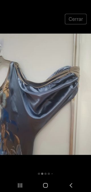 Vestido estampado flores azul y gris