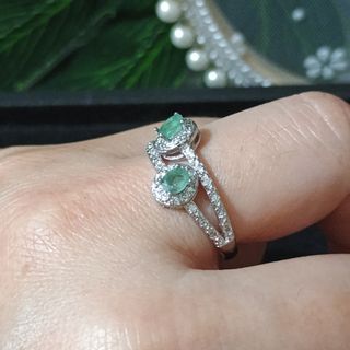 Anillo Esmeralda Natural Doble Aro