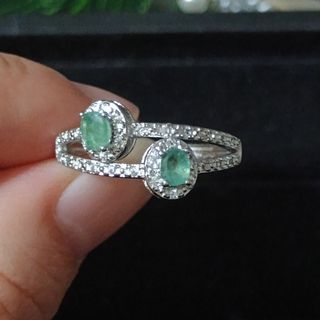 Anillo Esmeralda Natural Doble Aro