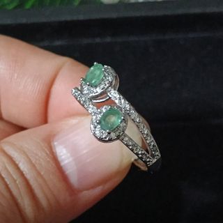 Anillo Esmeralda Natural Doble Aro
