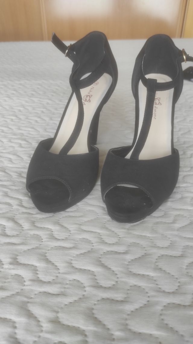 Sandalias tacón alto negras talla 39