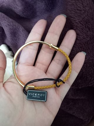 Pulsera Viceroy Acero y Cuero Dorado Marrón