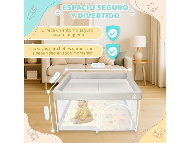 Parque Infantil Bebe 120x120 + Alfombra Acolchada