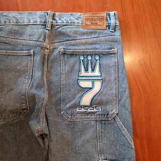 Jeans vintage blu con dettagli