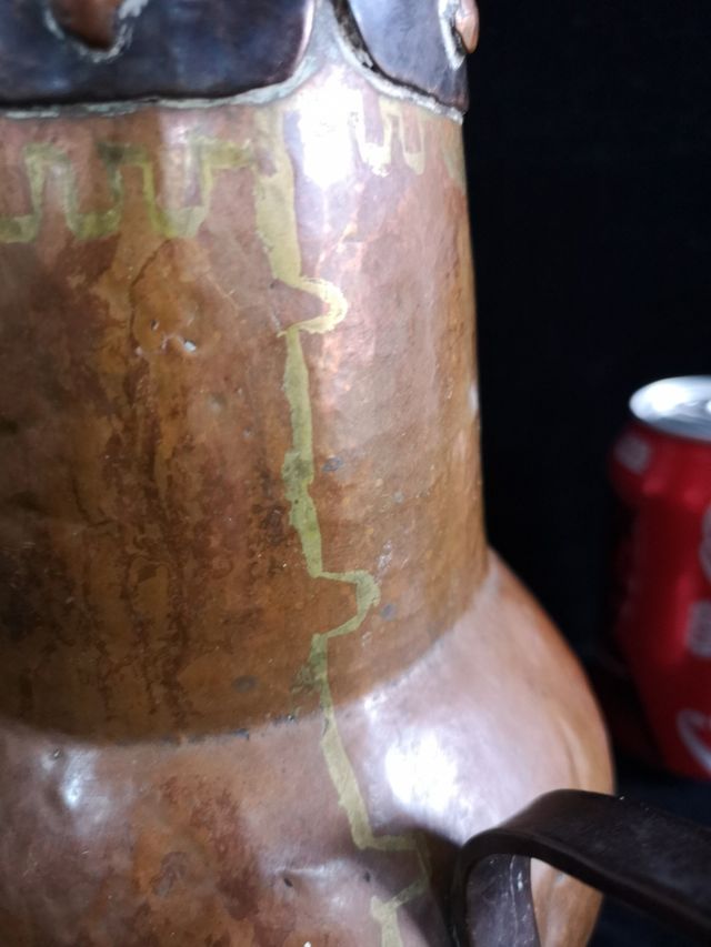 Chocolatero cobre y latón S.XVIII