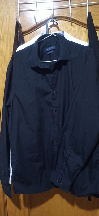 Camisa Negra Manga Larga Hombre Slim fit