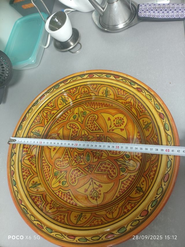 Taza safi artesanal cerámica naranja y amarillo