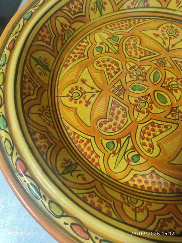 Taza safi artesanal cerámica naranja y amarillo