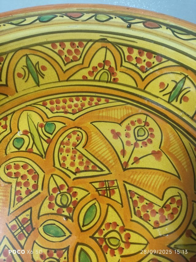 Taza safi artesanal cerámica naranja y amarillo